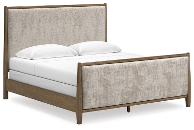Roanhowe King Upholstered Bed, Dresser and Mirror