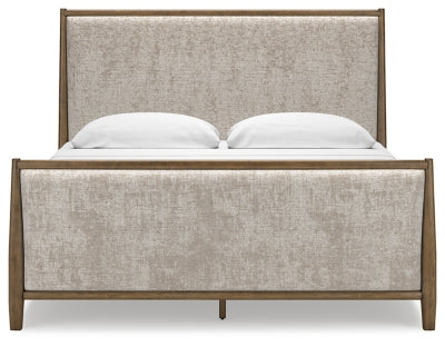 Roanhowe King Upholstered Bed, Dresser and Mirror
