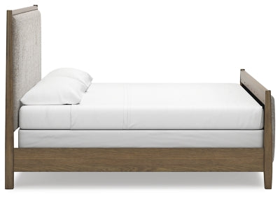 Roanhowe King Upholstered Bed, Dresser and Mirror
