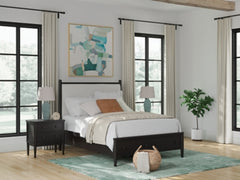 Cama Queen Portdown con almacenamiento y paneles tapizados