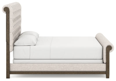 Hillcott King Upholstered Bed, Dresser and Mirror
