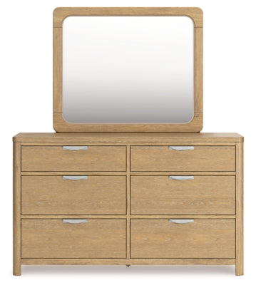 Rencott Queen Upholstered Bed, Dresser and Mirror