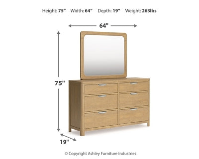 Rencott California King Upholstered Bed, Dresser and Mirror