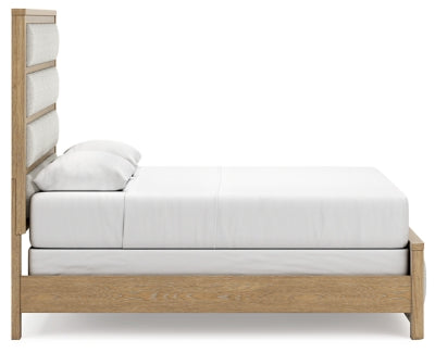 Rencott Queen Upholstered Bed, Dresser and Mirror