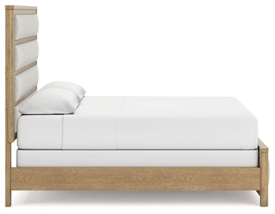 Cama tapizada Rencott California King, tocador y espejo