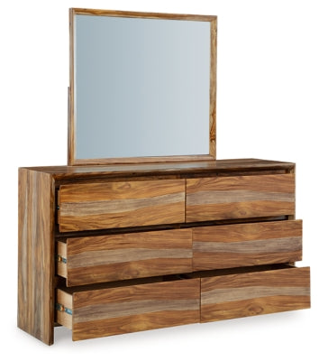 Cama con paneles, tocador y espejo Dressonni California King