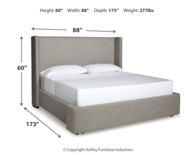 Cama tapizada con almacenaje Fawnburg King