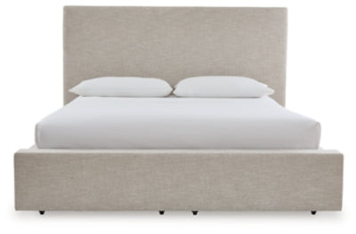 Cama Queen tapizada con almacenaje Kristiland
