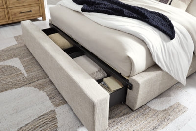 Cama Queen tapizada con almacenaje Kristiland