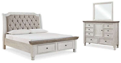 Cama tipo trineo California King de Havalance con espacio de almacenamiento, tocador y espejo