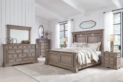 Cama King con paneles, tocador y espejo Blairhurst