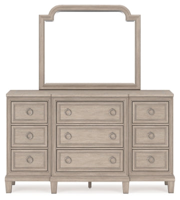 Jorlaina King Upholstered Panel Bed, Dresser and Mirror