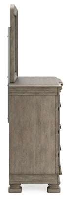 Cama tipo trineo Lexorne King, cómoda y espejo