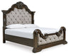 Cama Queen tapizada, tocador y espejo Maylee