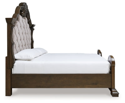 Maylee King Upholstered Bed, Dresser, Mirror and 2 Nightstands