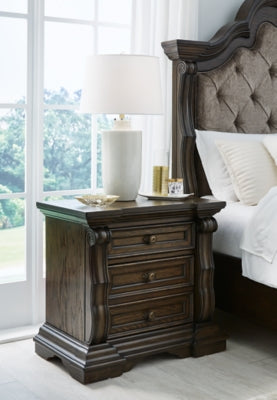 Maylee King Upholstered Bed, Dresser, Mirror and 2 Nightstands