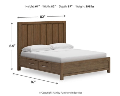 Cama King Cabalynn con paneles y almacenamiento