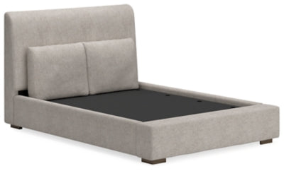 Cama tapizada Cabalynn Queen, tocador y espejo