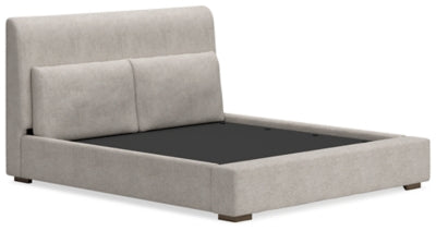 Cama tapizada Cabalynn King, cómoda y espejo