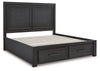 Cama King Foyland con almacenamiento y paneles