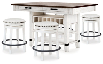 Mesa de comedor de altura de mostrador Valebeck y 4 taburetes