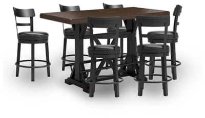 Mesa de comedor de altura de mostrador Valebeck y 6 taburetes