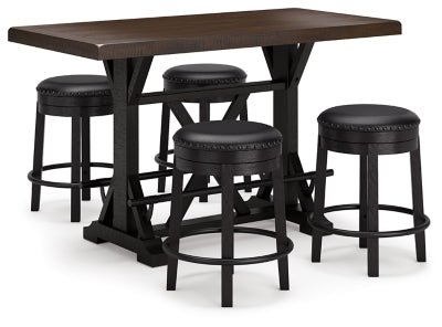 Mesa de comedor de altura de mostrador Valebeck y 4 taburetes