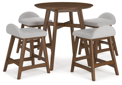 Mesa de comedor Lyncott de altura de mostrador y 4 taburetes