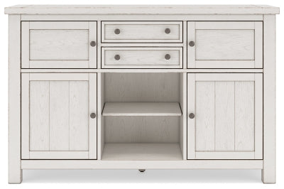 Mesa de comedor Robbinsdale de altura de mostrador, 2 taburetes, banco y servidor