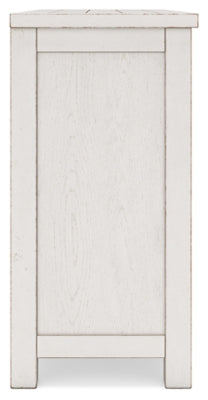 Mesa de comedor Robbinsdale de altura de mostrador, 2 taburetes, banco y servidor