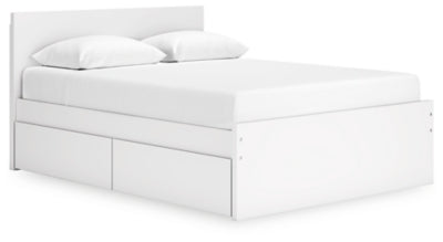 Cama Queen con plataforma y almacenamiento lateral Onita