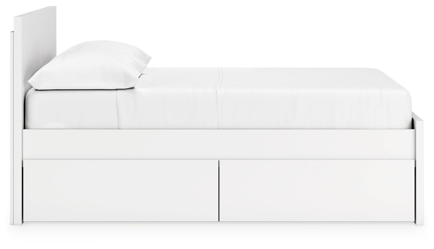 Cama de plataforma Onita con paneles completos y almacenamiento en dos lados