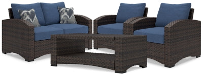 Windglow Outdoor Loveseat, 2 Lounge Chairs and Coffee Table