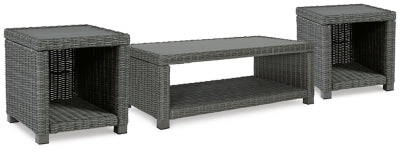 Paquete de mesa auxiliar para exterior de 3 piezas