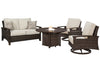 Outdoor Loveseat, Lounge Chairs and Fire Pit Table