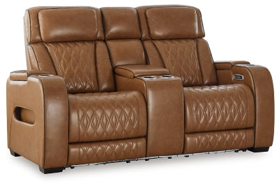 Sofá de dos plazas reclinable eléctrico Boyington con consola