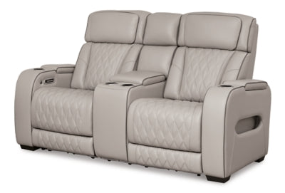 Sofá de dos plazas reclinable eléctrico Boyington con consola