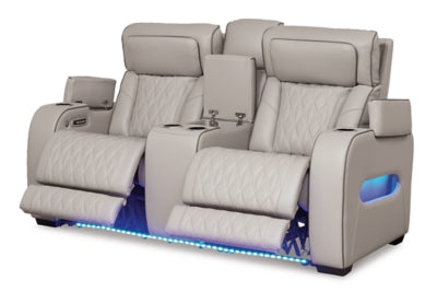 Sofá de dos plazas reclinable eléctrico Boyington con consola