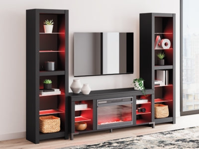 Centro de entretenimiento Cayberry de 3 piezas con chimenea eléctrica