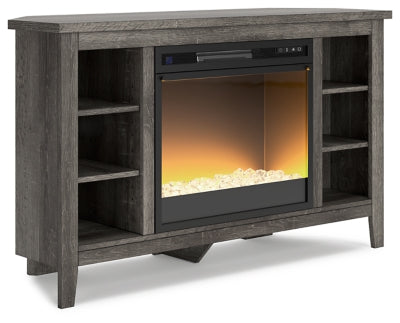 Mueble de TV esquinero con chimenea eléctrica Arlenbry