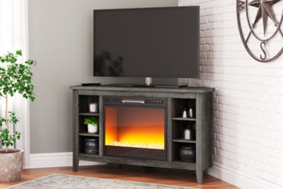 Mueble de TV esquinero con chimenea eléctrica Arlenbry