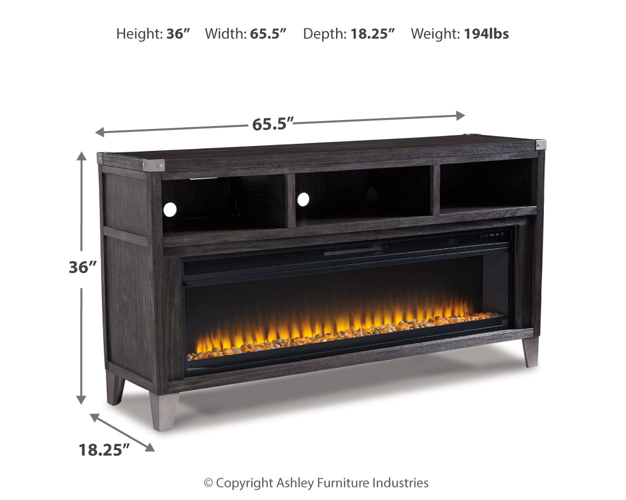 Mueble para TV Todoe de 65" con chimenea eléctrica