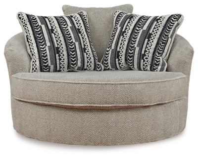 Calnita Oversized Swivel Chair and Ottoman