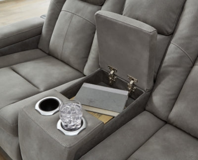 Loveseat reclinable eléctrico DuraPella de última generación con consola