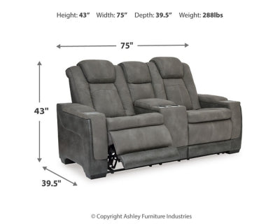 Loveseat reclinable eléctrico DuraPella de última generación con consola