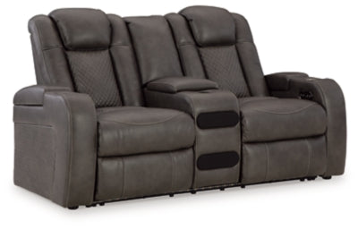 Loveseat reclinable eléctrico Fyne-Dyme con consola