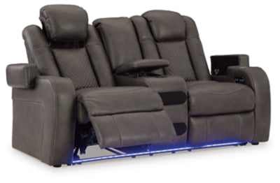 Loveseat reclinable eléctrico Fyne-Dyme con consola