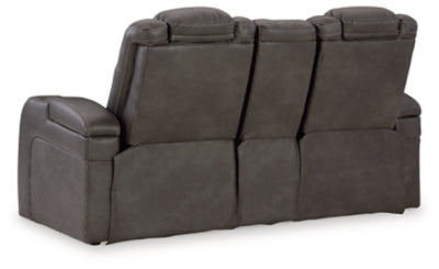 Loveseat reclinable eléctrico Fyne-Dyme con consola