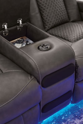 Loveseat reclinable eléctrico Fyne-Dyme con consola