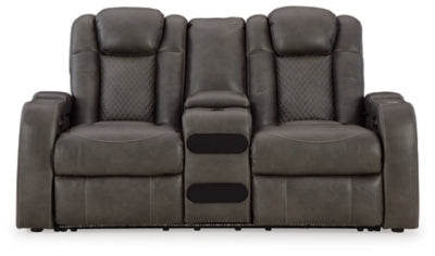 Loveseat reclinable eléctrico Fyne-Dyme con consola